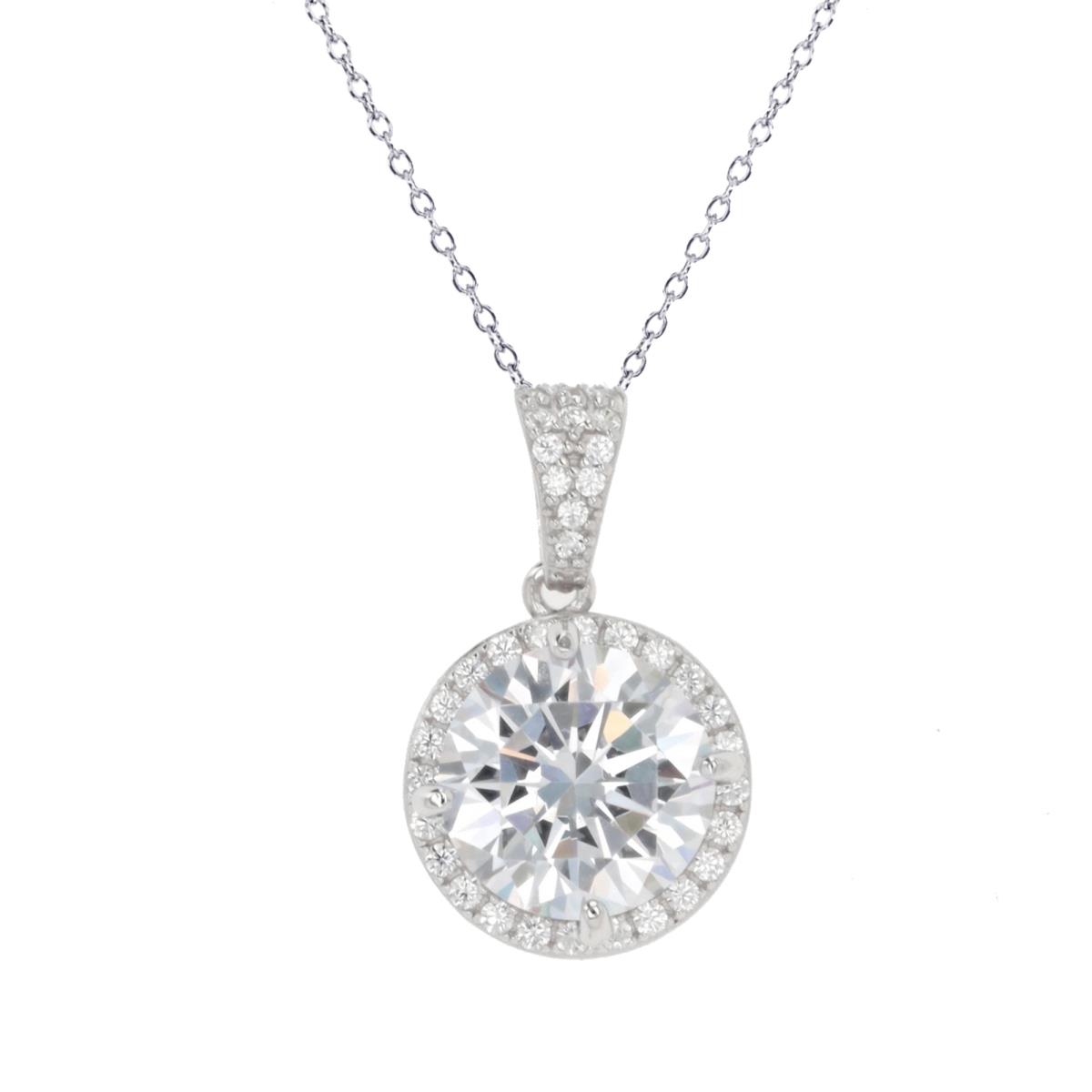 Sterling Silver Rhodium Round Cut Dangling 18" Necklace