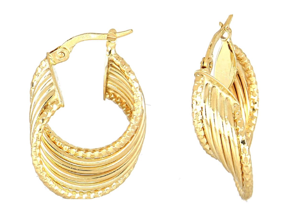 10K Yellow Gold DC Multi Row Hoop Earring