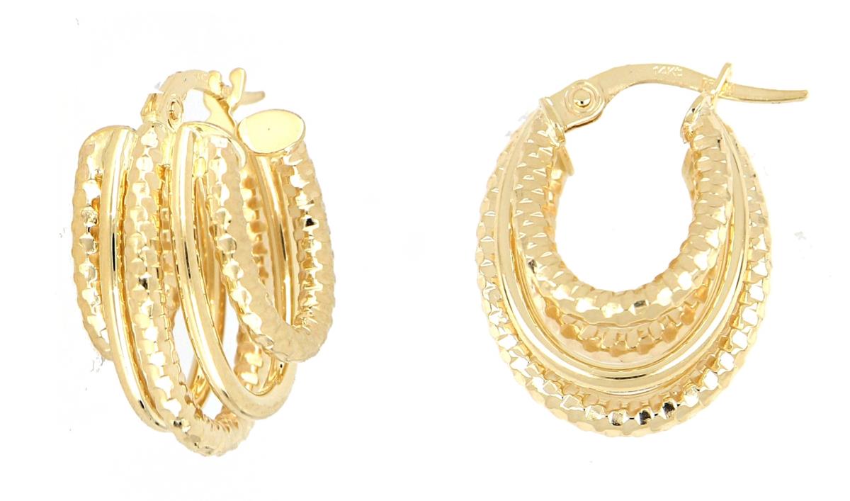 10K Yellow Gold Split DC Multi Row Hoop Earring