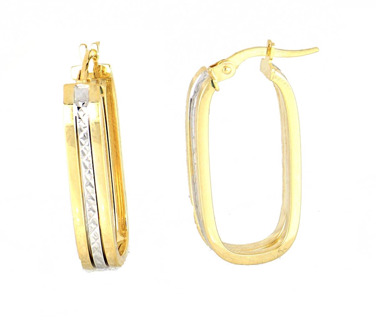 10K Two-Tone Gold Squared Hoop Earring