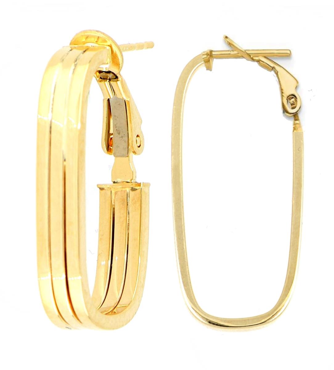 10K Yellow Gold 3-Row Polished Hoop Earring