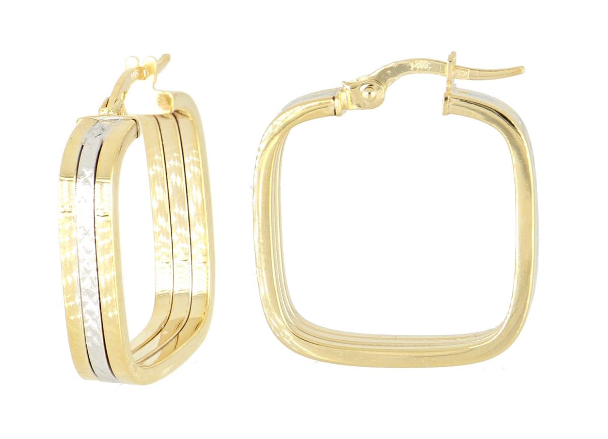 10K Two-Tone Gold DC Square Hoop Earring