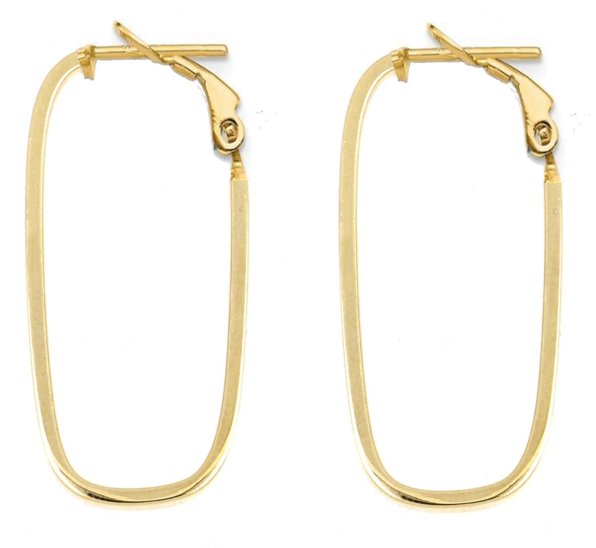10K Yellow Gold Elongated Hoop Earring