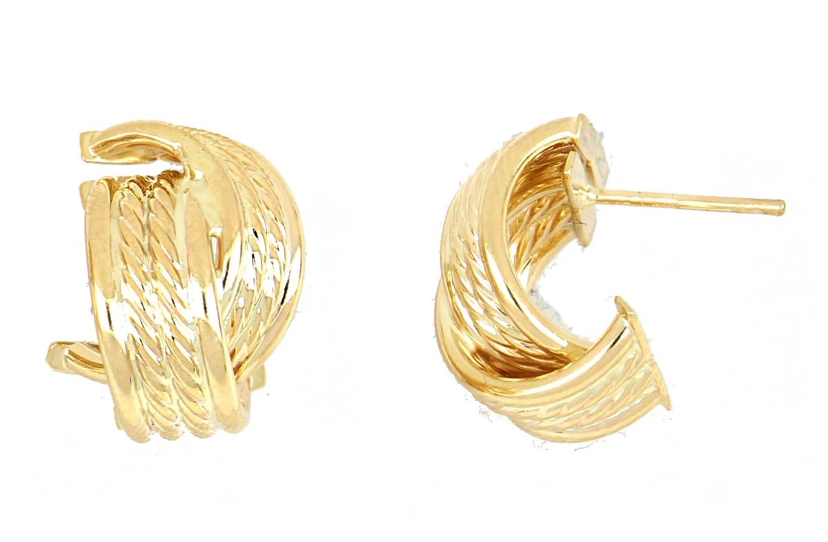10K Yellow Gold DC Overlapped Drop Earring