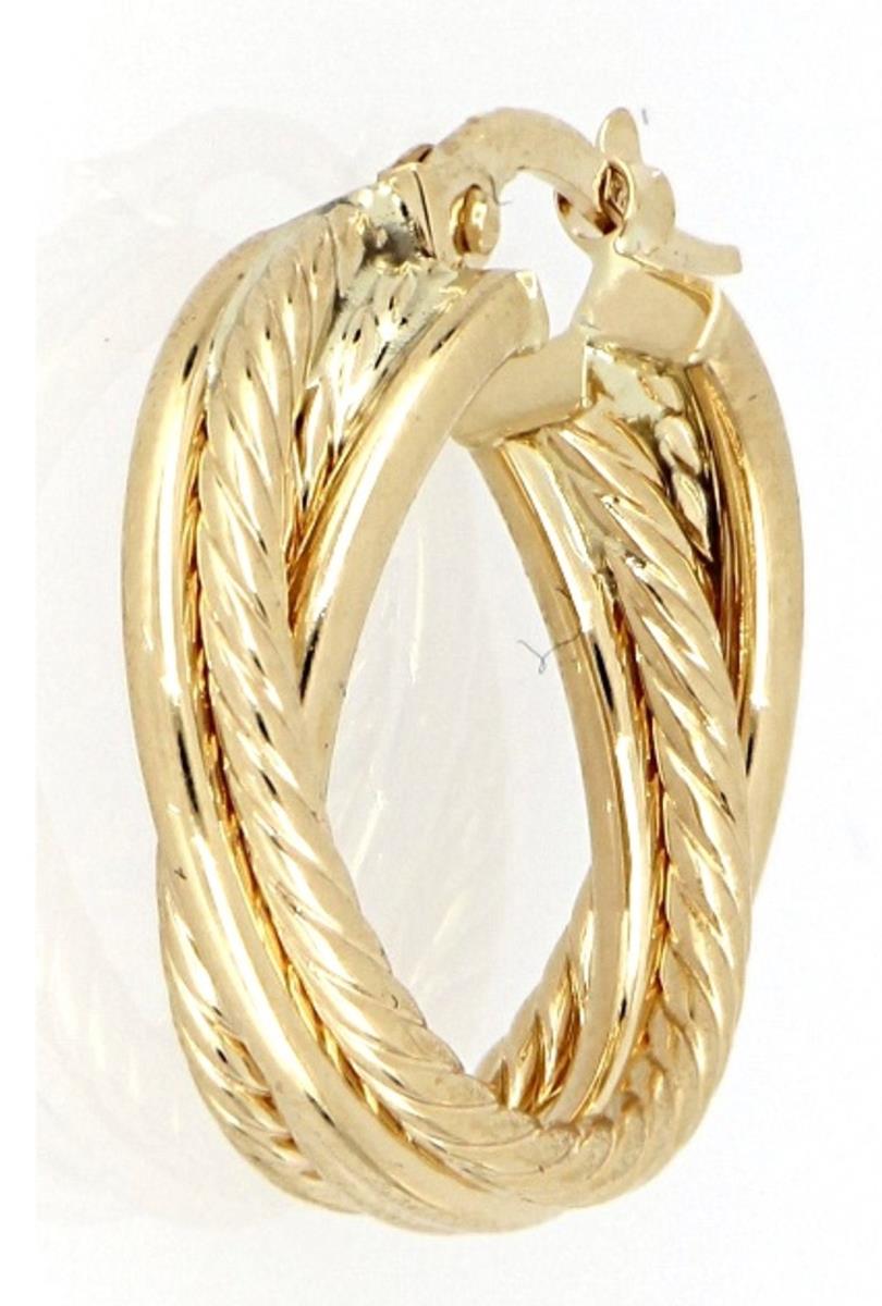 10K Yellow Gold Polished & Twist Hoop Earring