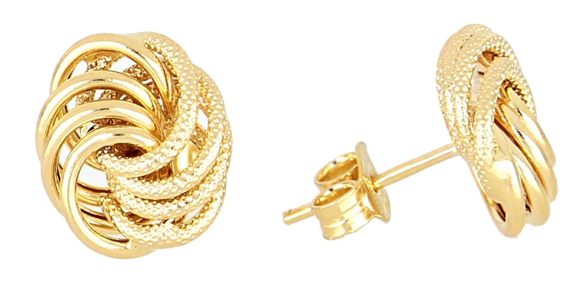 10K Yellow Gold Polished & Textured Knot Stud Earring