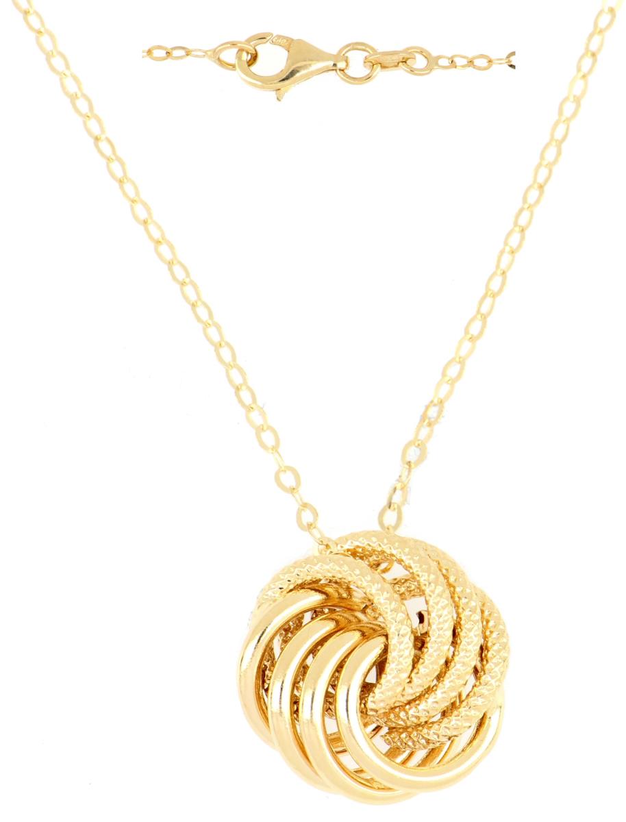 10K Yellow Gold Polished & Textured Knot 18" Necklace