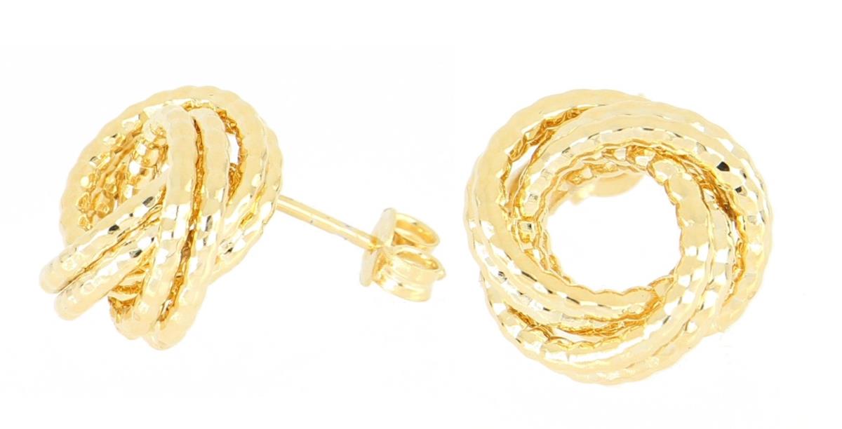 10K Yellow Gold Textured Knot Stud Earring