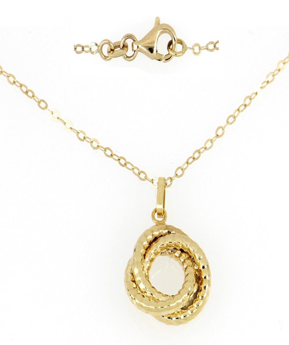 10K Yellow Gold Textured Knot 18" Necklace