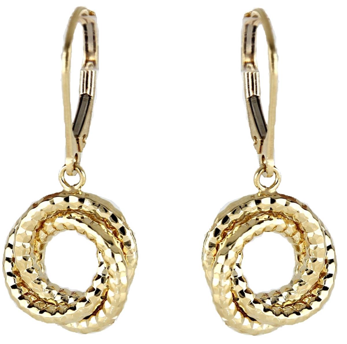 10K Yellow Gold Textured Knot LeverBack Earring