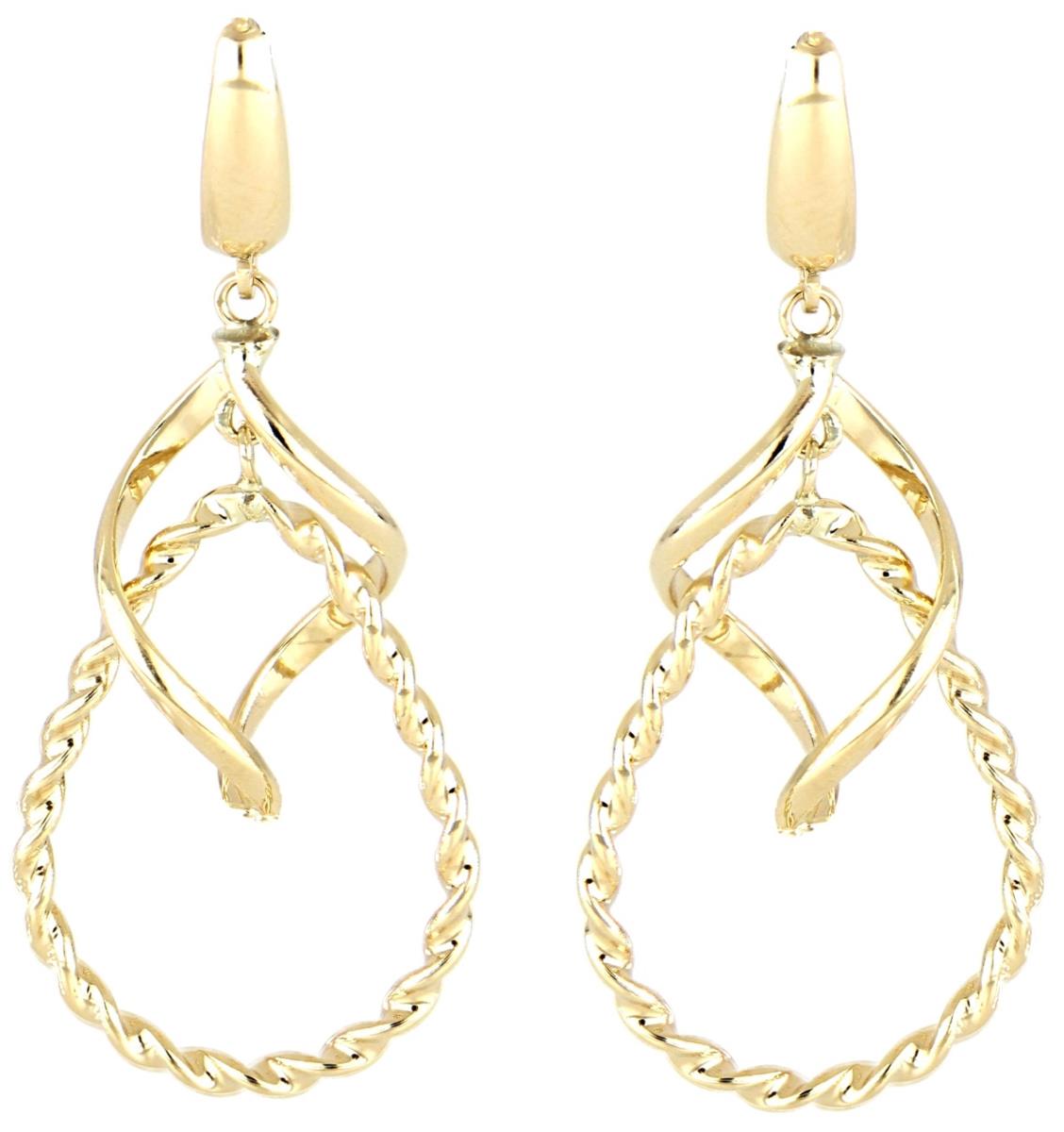 10K Yellow Gold Twist& Pear Dangling Earring