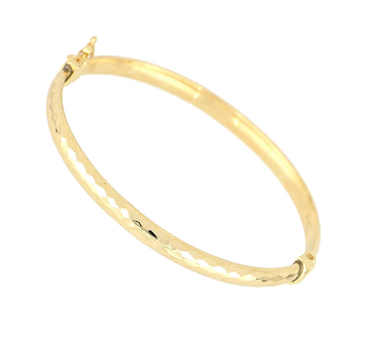 10K Yellow Gold Diamond Cut Bangle Bracelet