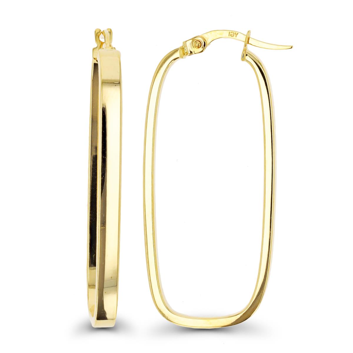 10K Yellow Gold Elongated Square Hoop Earring