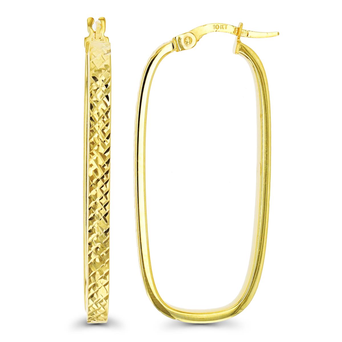 10K Yellow Gold DC Elongated Square Hoop Earring
