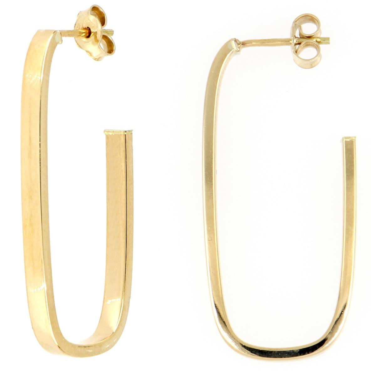 10K Yellow Gold Elongated Open Hoop Earring