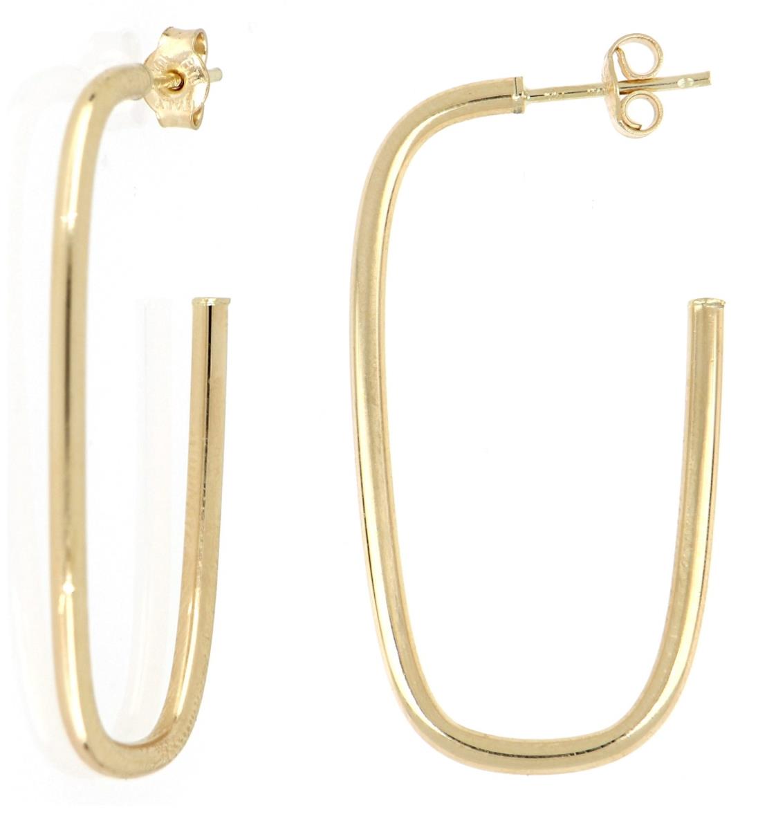 10K Yellow Gold Elongated Open Hoop Earring