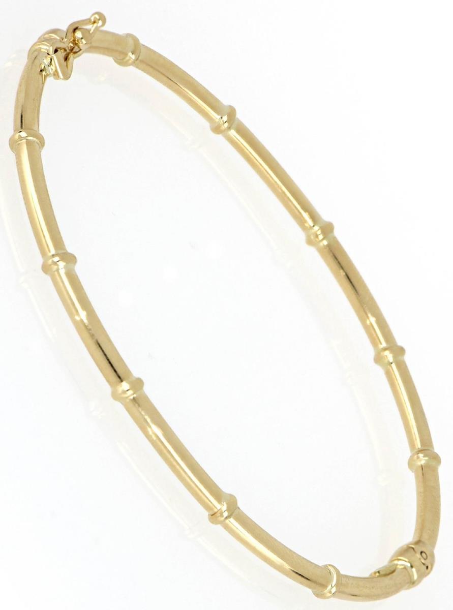 10K Yellow Gold Station Bangle Bracelet