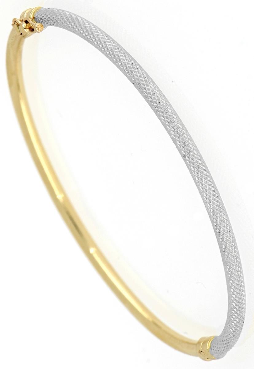 10K Two-Tone Gold 2-Faced Bangle Bracelet
