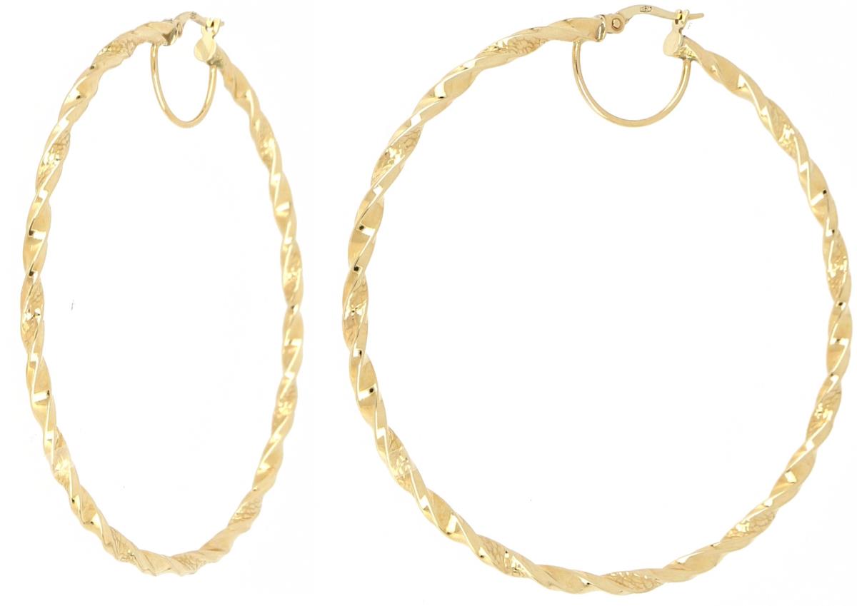 10K Yellow Gold Twist Arched Hoop Earring