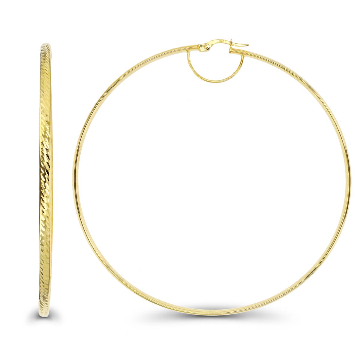10K Yellow Gold Diamond Cut Arched Hoop Earring