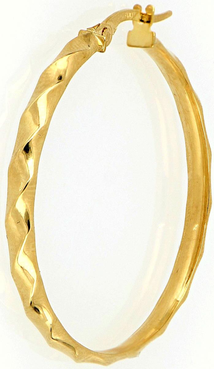 10K Yellow Gold Wavy Hoop Earring