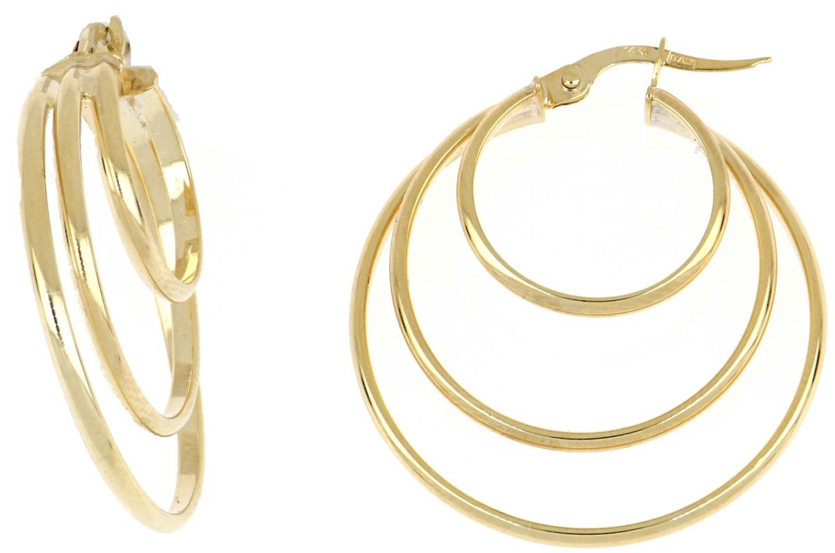 10K Yellow Gold Triple Hoop Earring