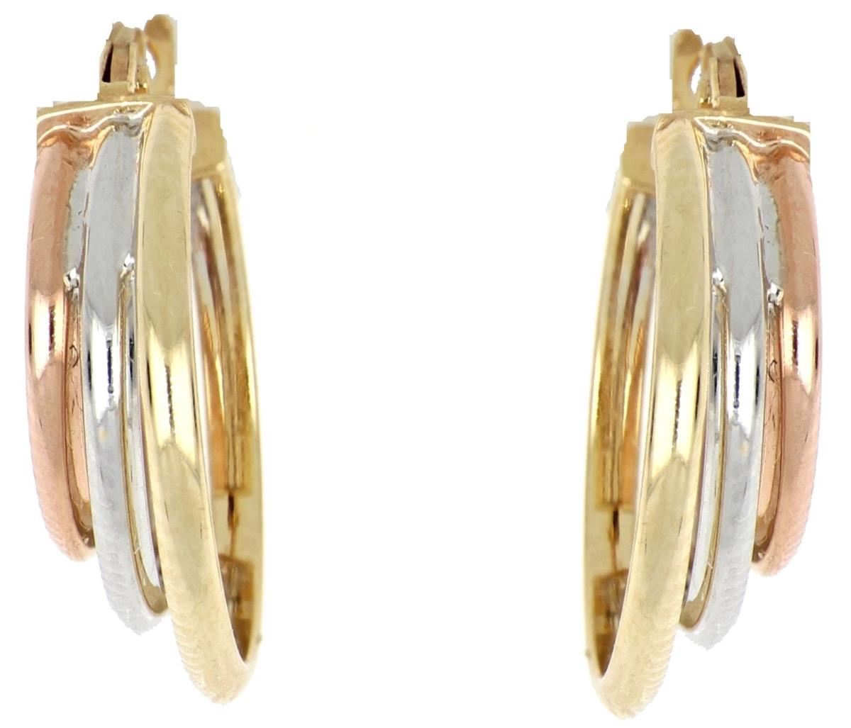 10K Tri-Color Gold Triple Hoop Earring
