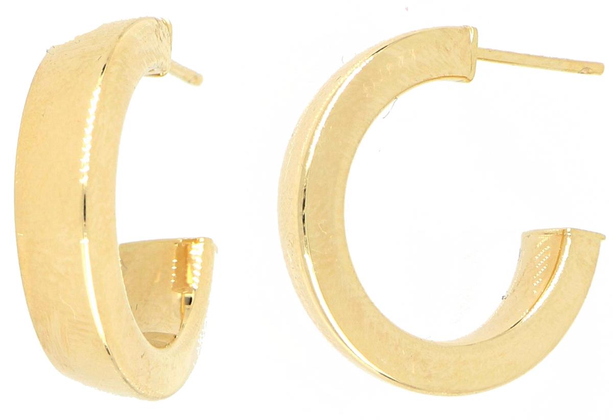 10K Yellow Gold Box Open Hoop Earring