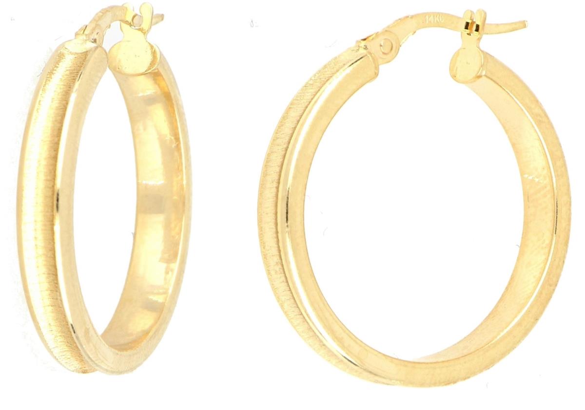 10K Yellow Gold Satin Hoop Earring
