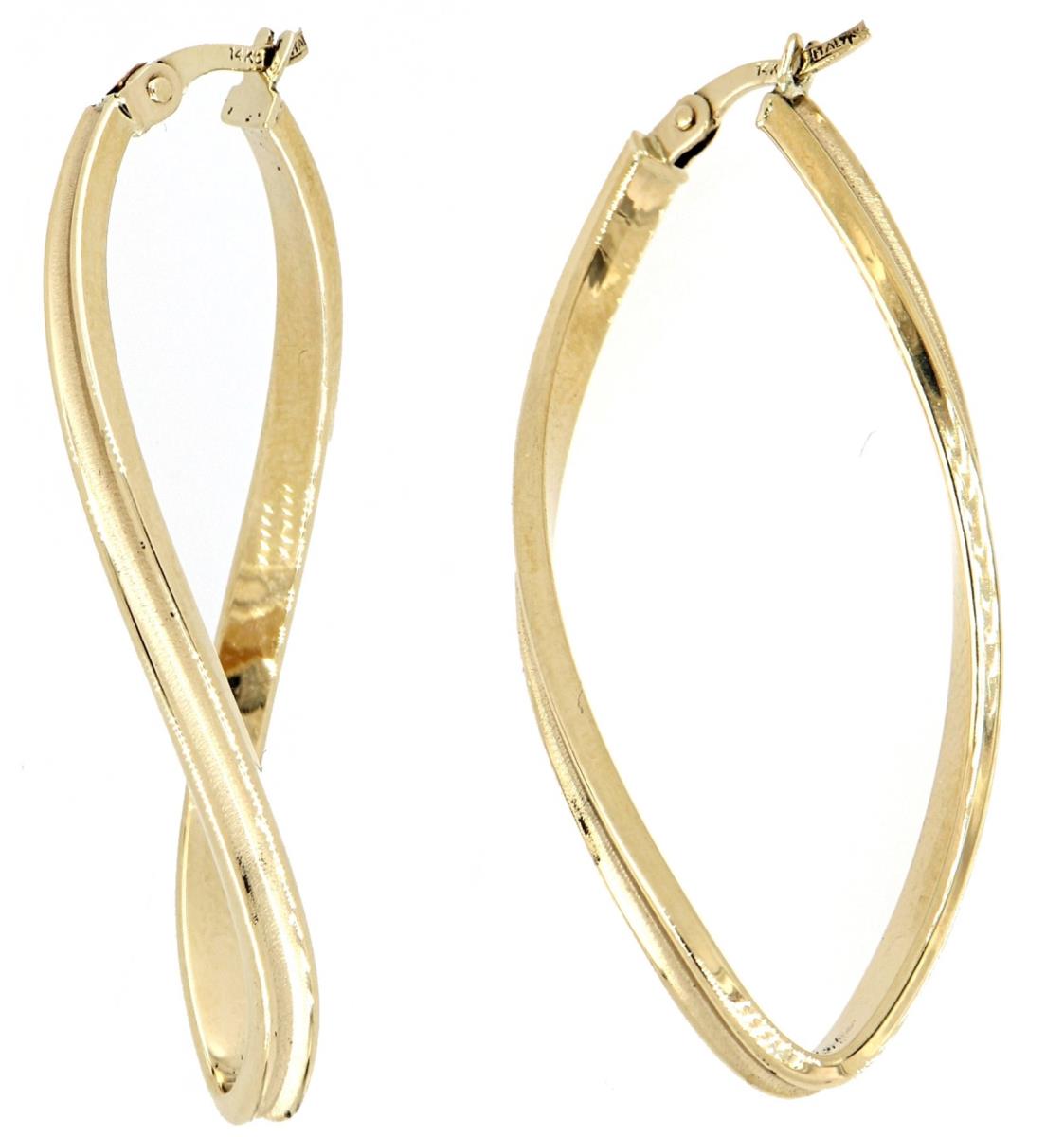 10K Yellow Gold Satin Twist Hoop Earring