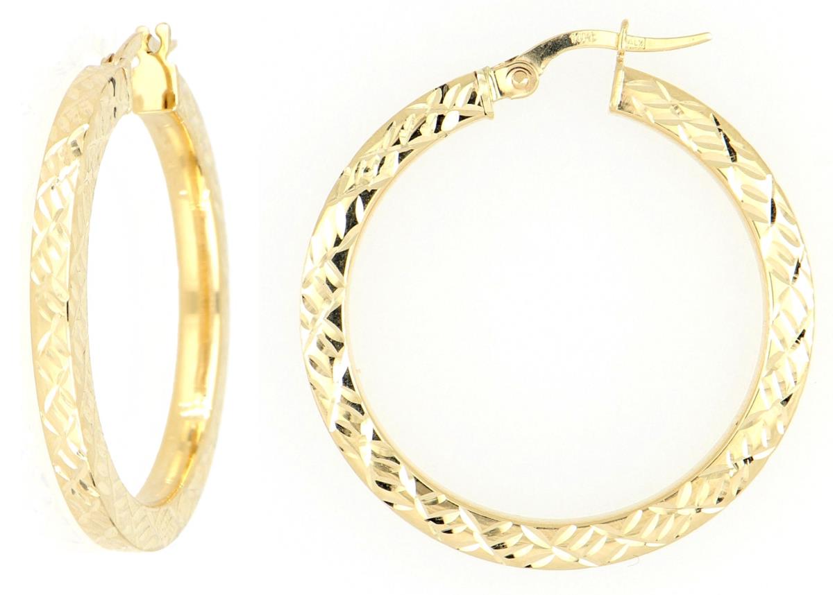10K Yellow Gold DC Squared Hoop Earring
