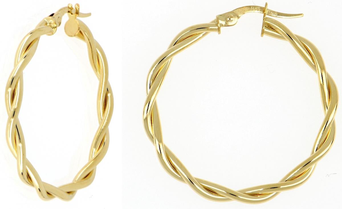 10K Yellow Gold Polished Twist Hoop Earring