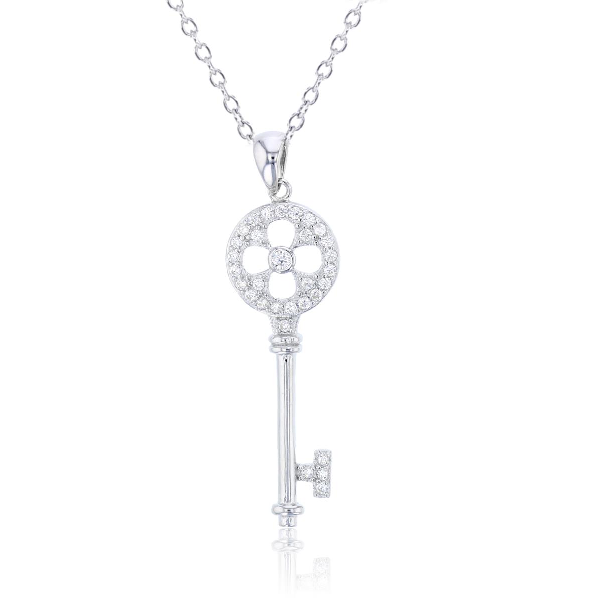 Sterling Silver Key 17"+2" Necklace