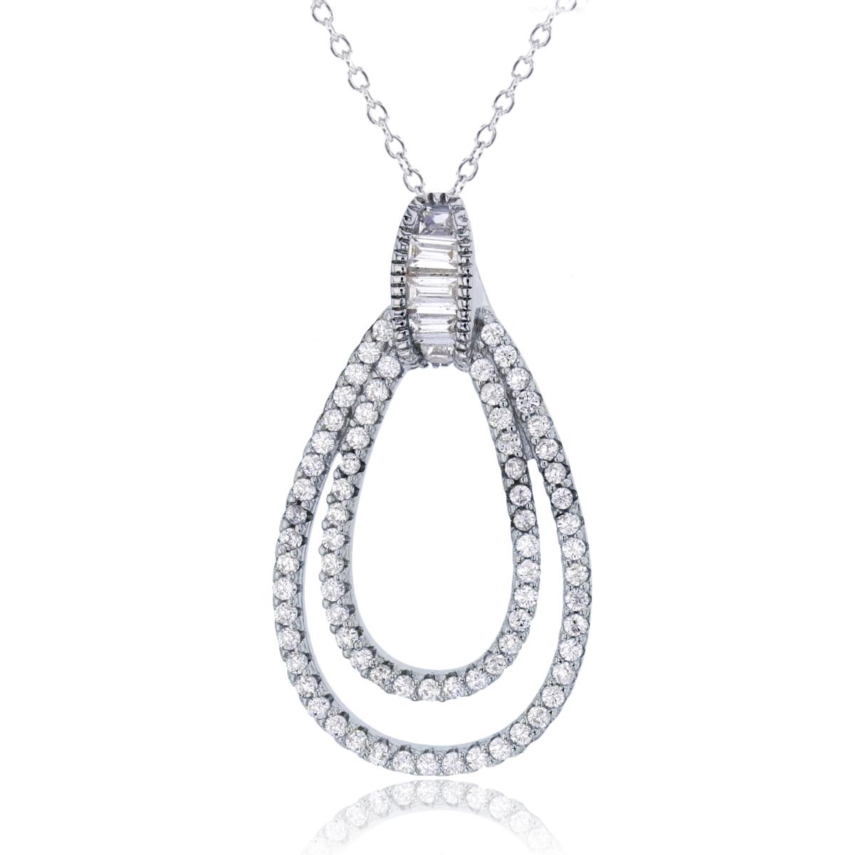Sterling Silver Rhodium Double Open 17"+2" Necklace