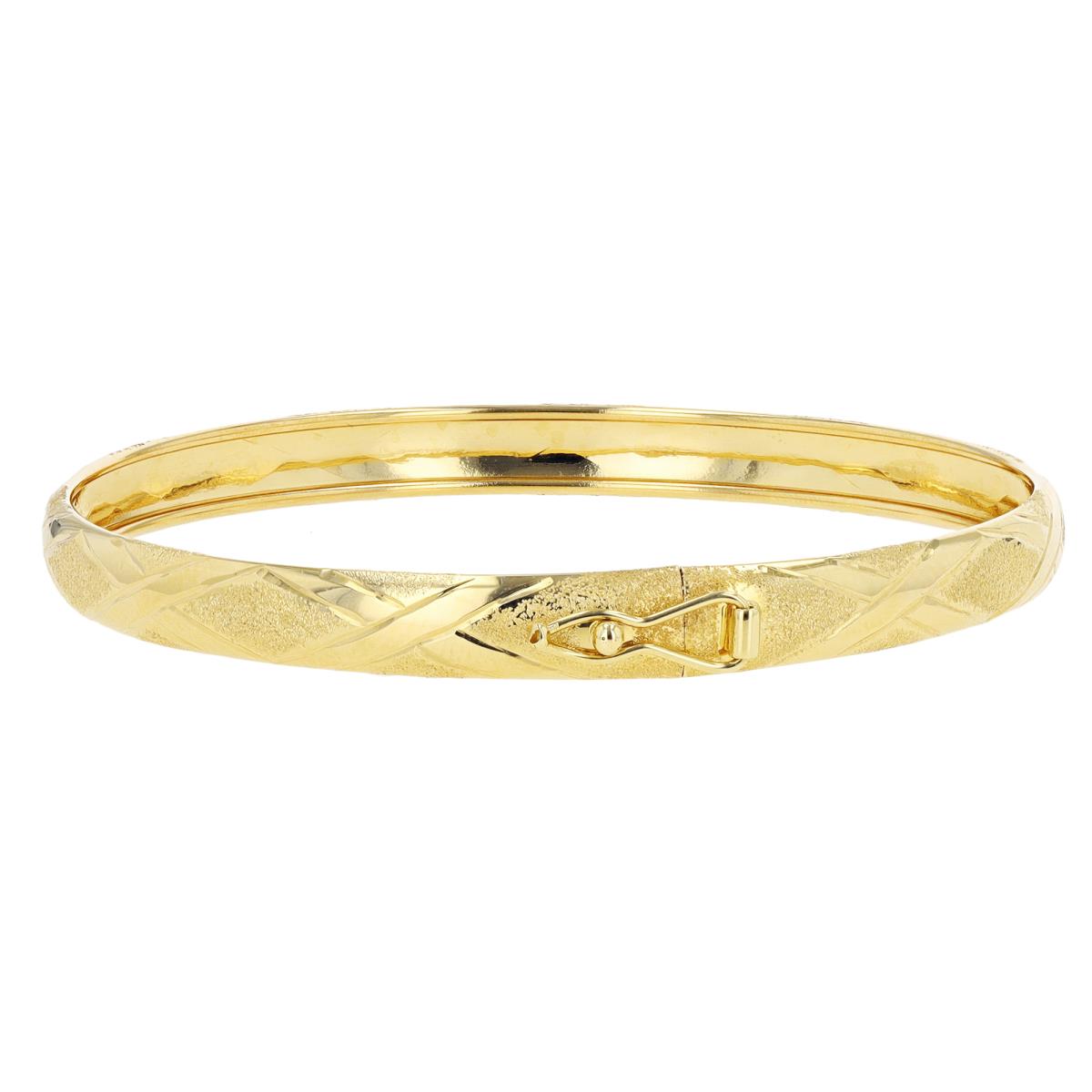 14K Yellow Gold 6mm Polished "X" & Matte 7" Flex Bracelet