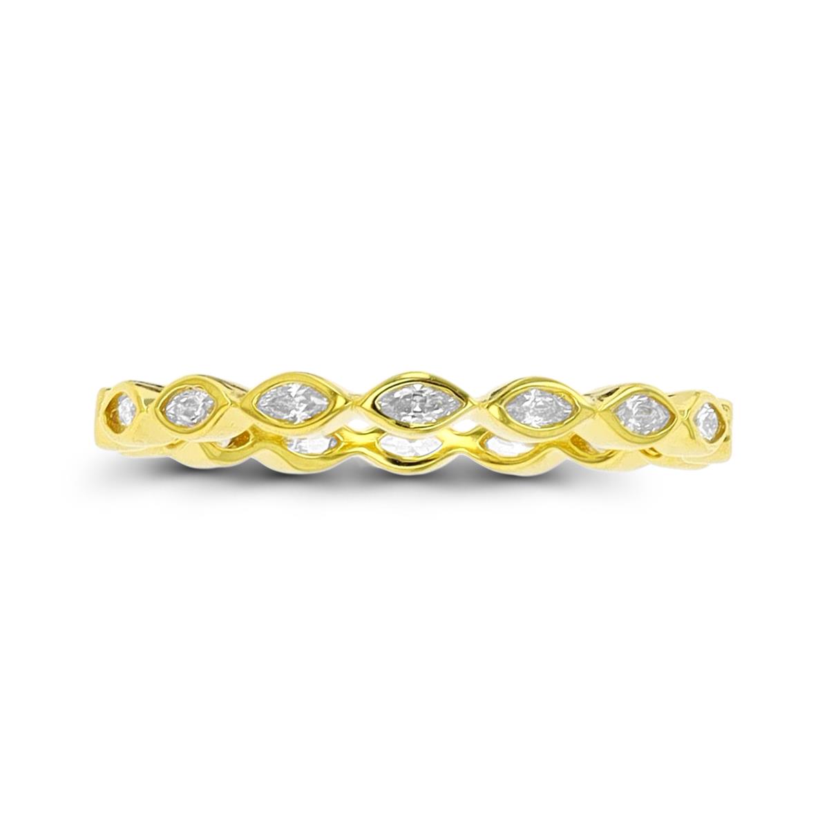 Sterling Silver Yellow 1-Micron Marquise CZ Eternity Ring