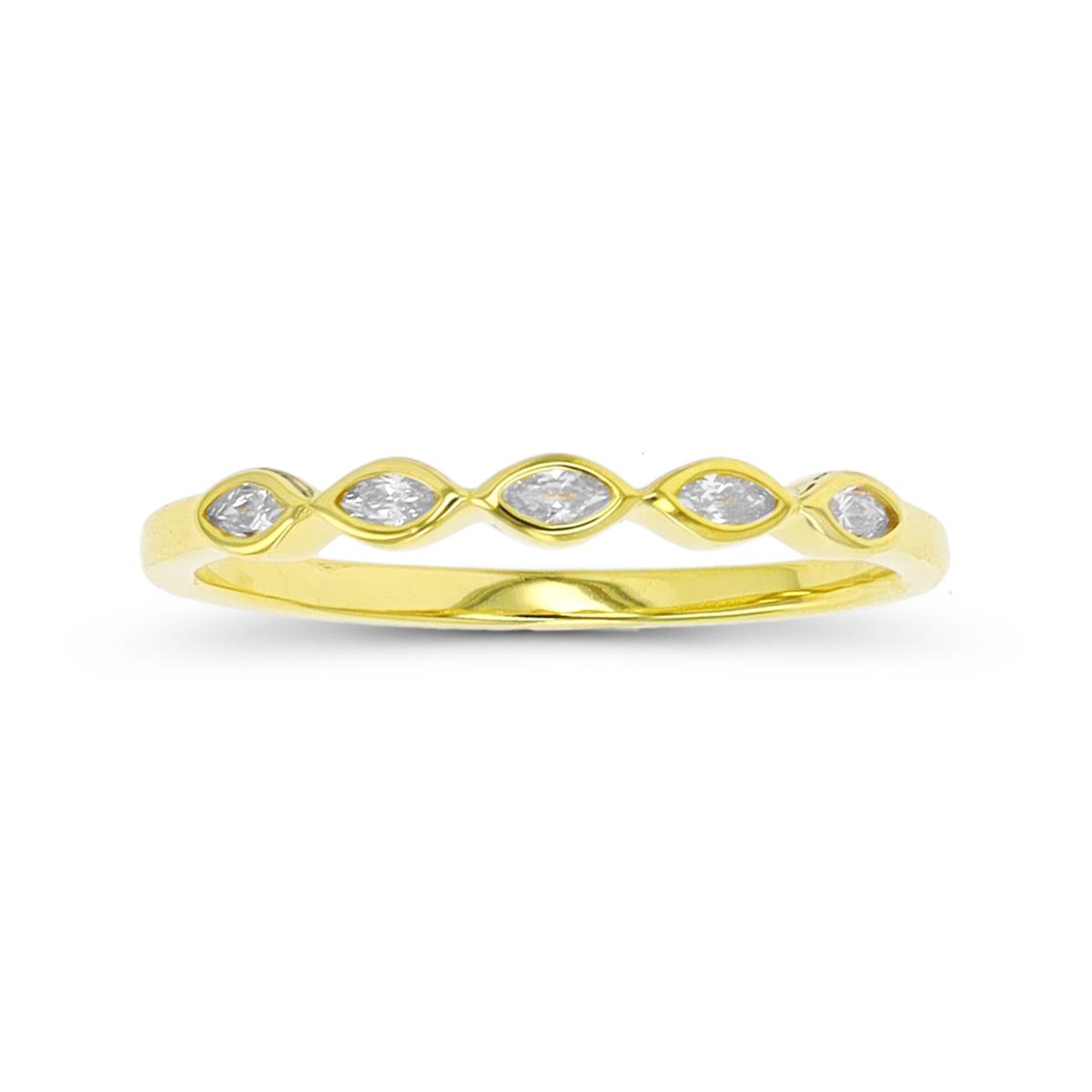 Sterling Silver Yellow 1-Micron Marquise CZ Band Ring