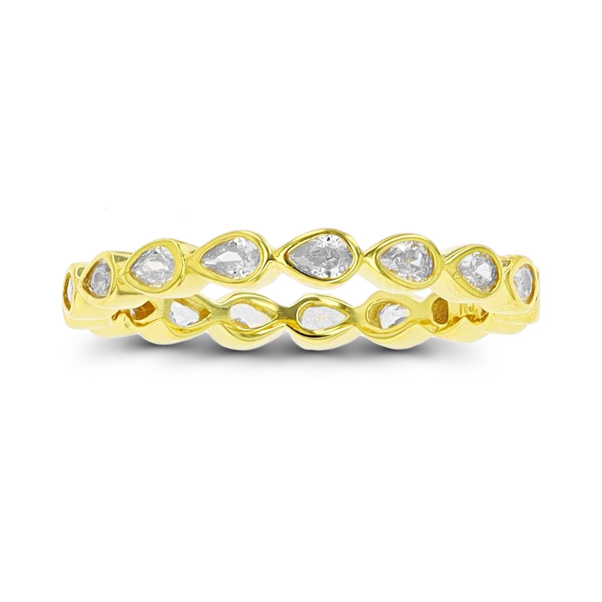 Sterling Silver Yellow 1-Micron Pear CZ Eternity Ring