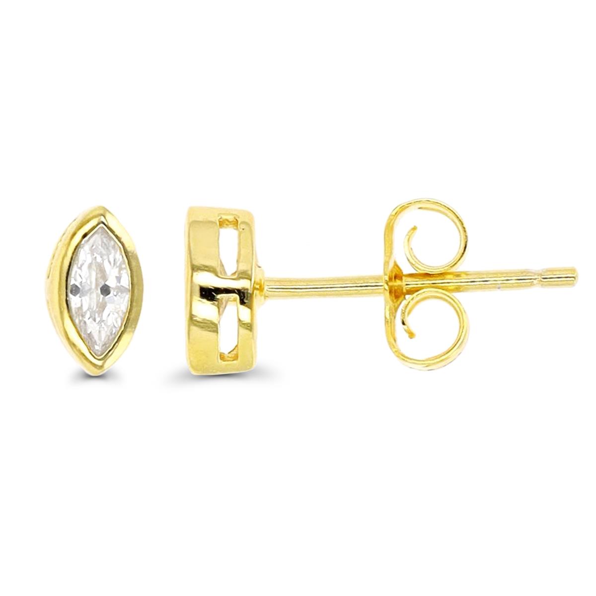 Sterling Silver Yellow Marquise CZ Stud Earring