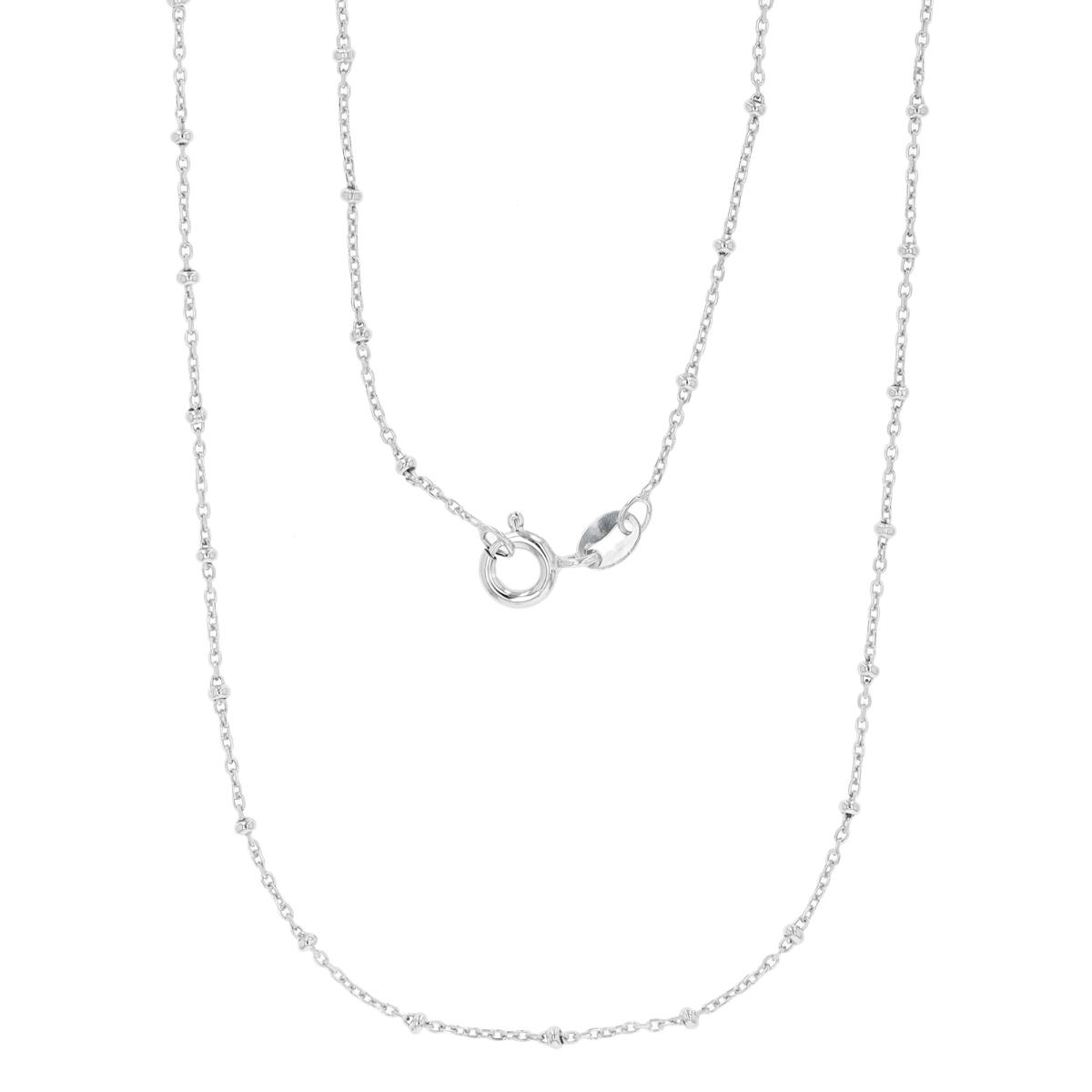 Sterling Silver Rhodium 2mm Bead Stations 18" Chain