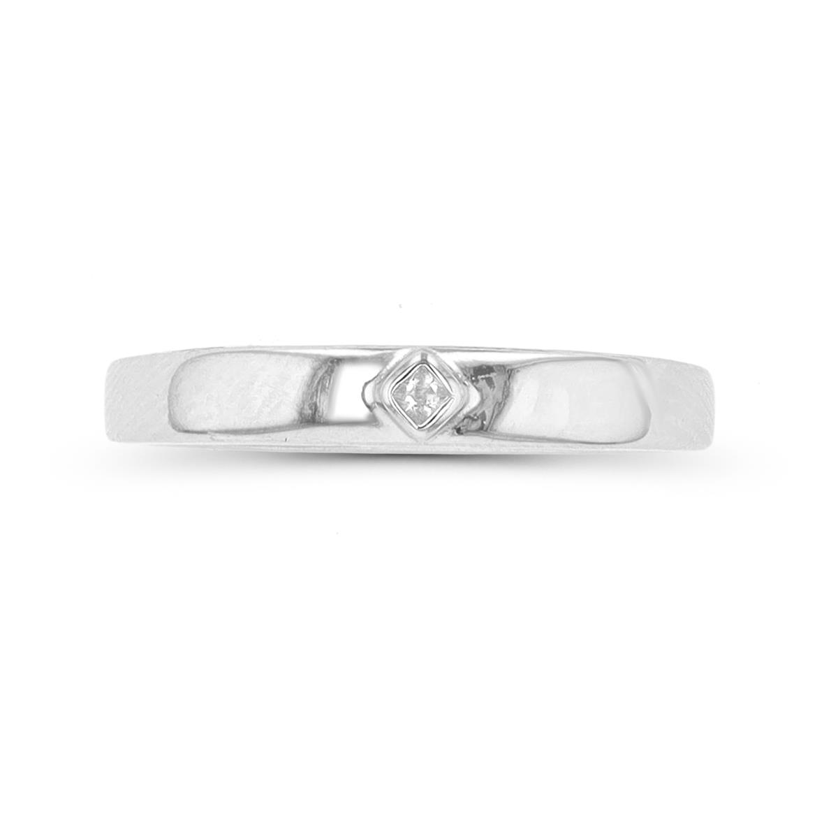 Sterling Silver Rhodium Princess Cut CZ Engagement Ring