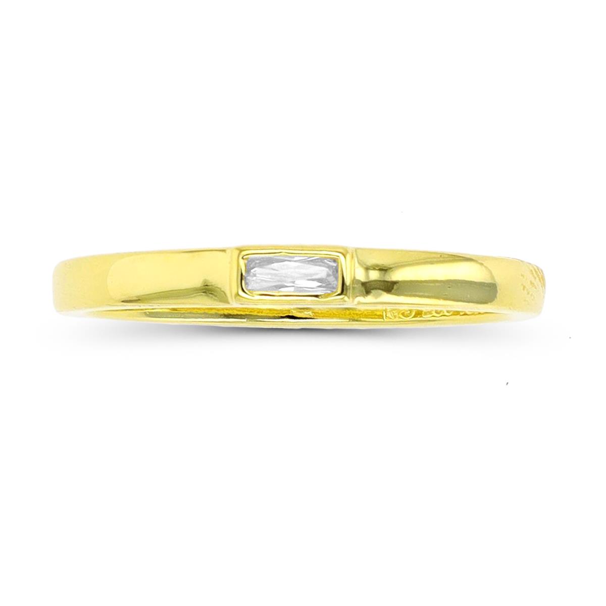 Sterling Silver Yellow Straight Baguette CZ Engagement Ring