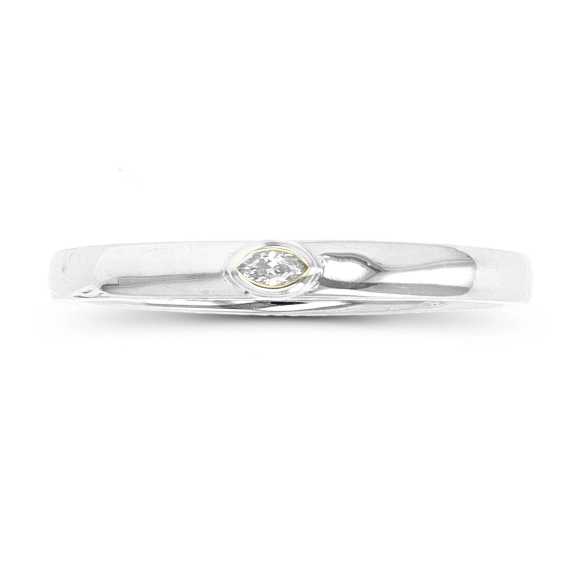 Sterling Silver Rhodium Marquise CZ Engagement Ring