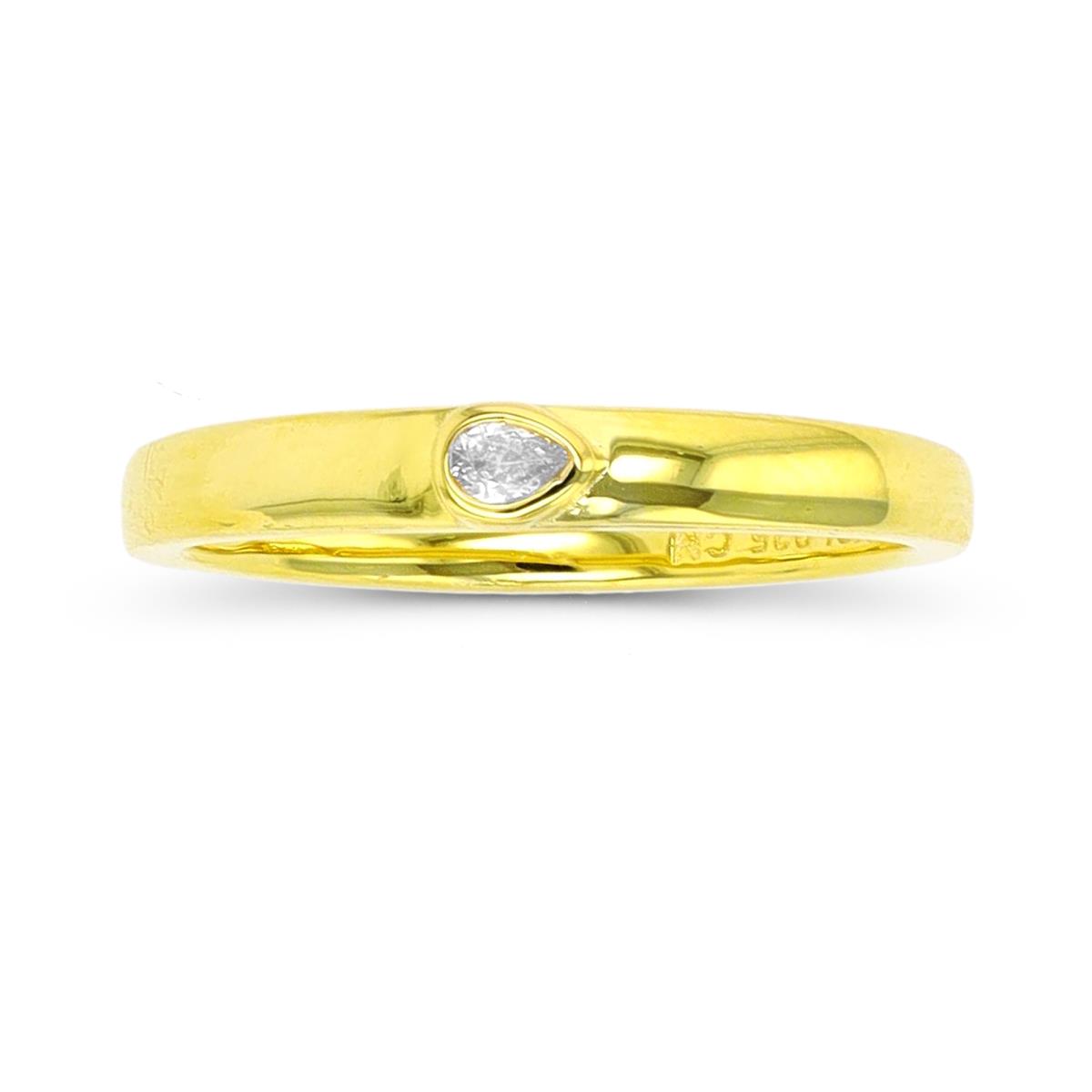 Sterling Silver Yellow Pear Cut CZ Engagement Ring
