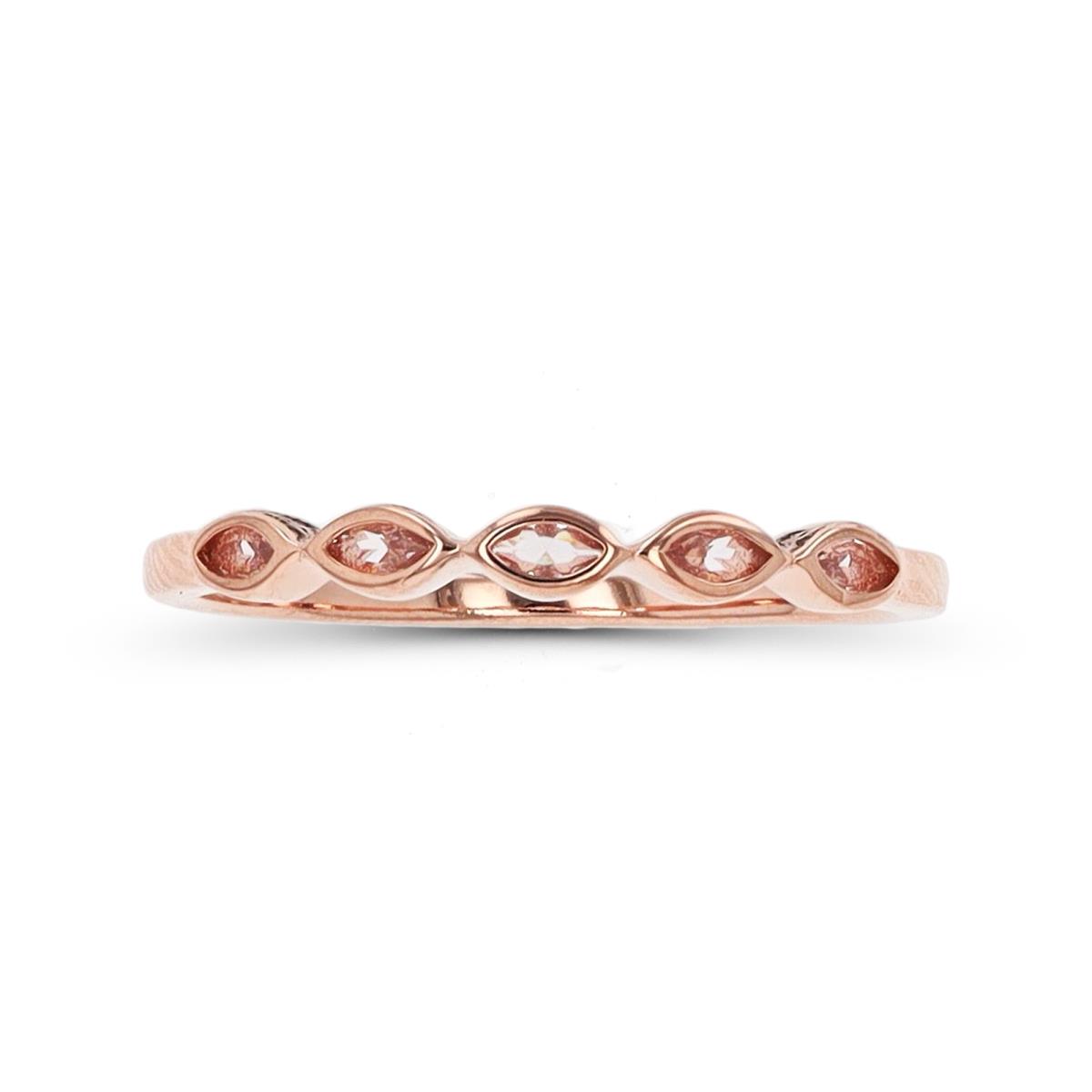 Sterling Silver Rose Marquise Morganite Band Ring