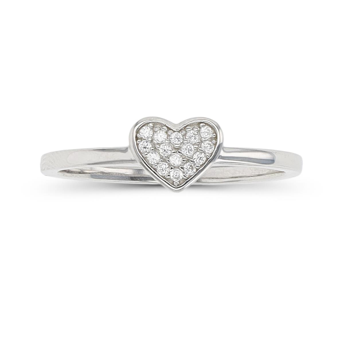 Sterling Silver Rhodium 6mm  Heart Fashion Ring