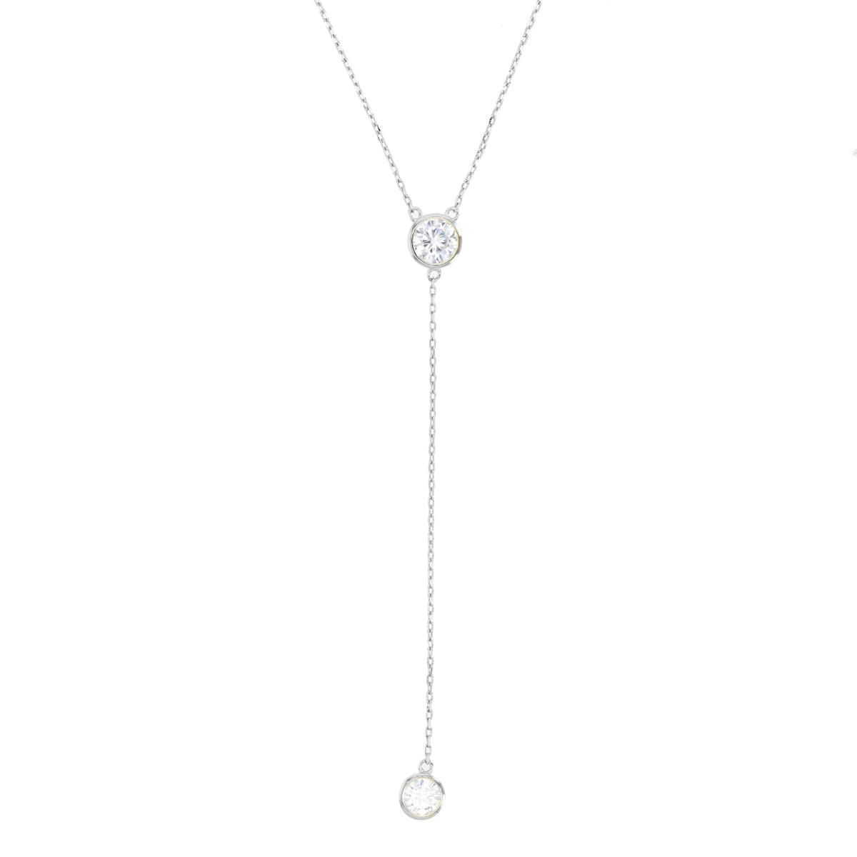 Sterling Silver Rhodium Dangling CZ 16+2 Necklace