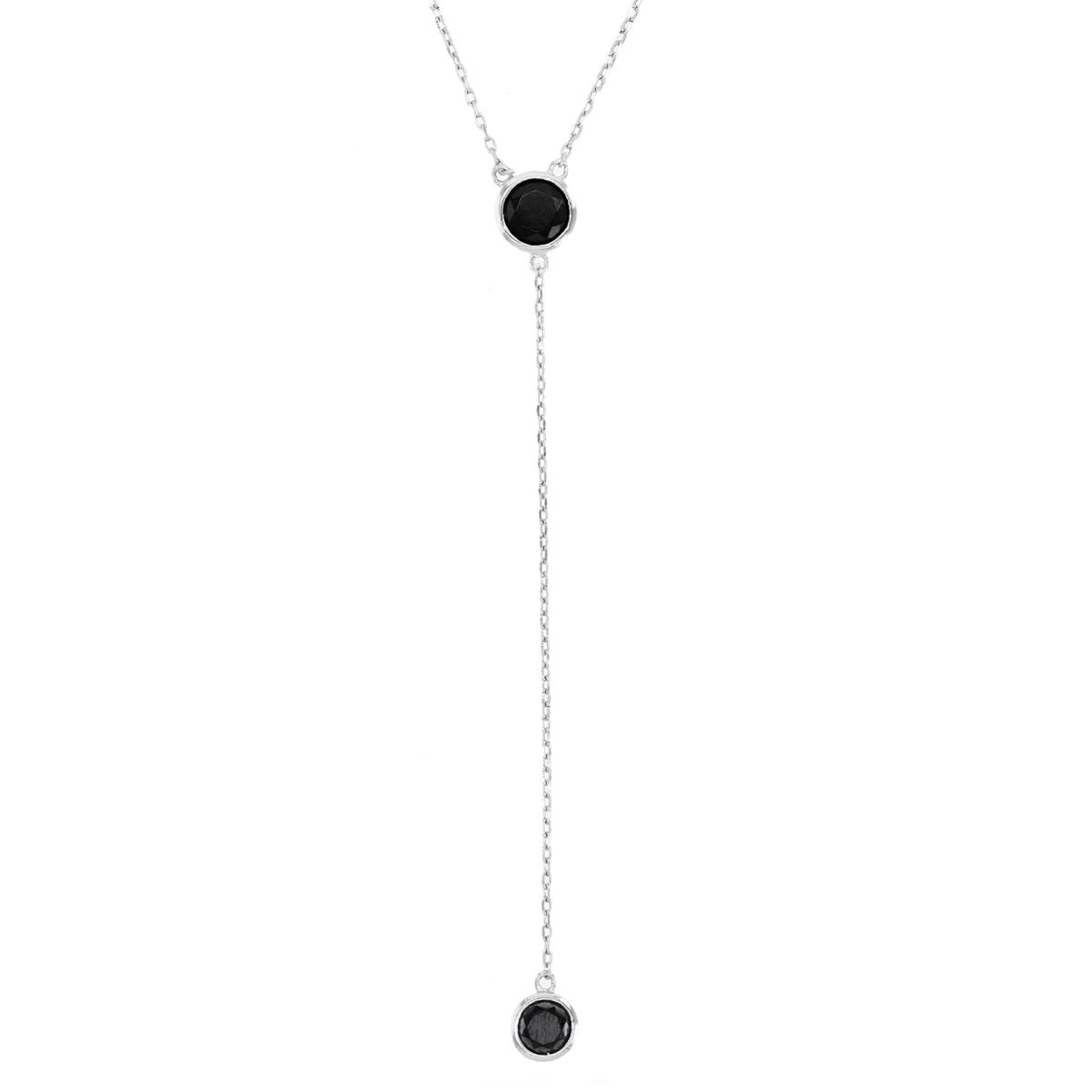 Sterling Silver Rhodium Dangling Black Spinel 16+2 Necklace