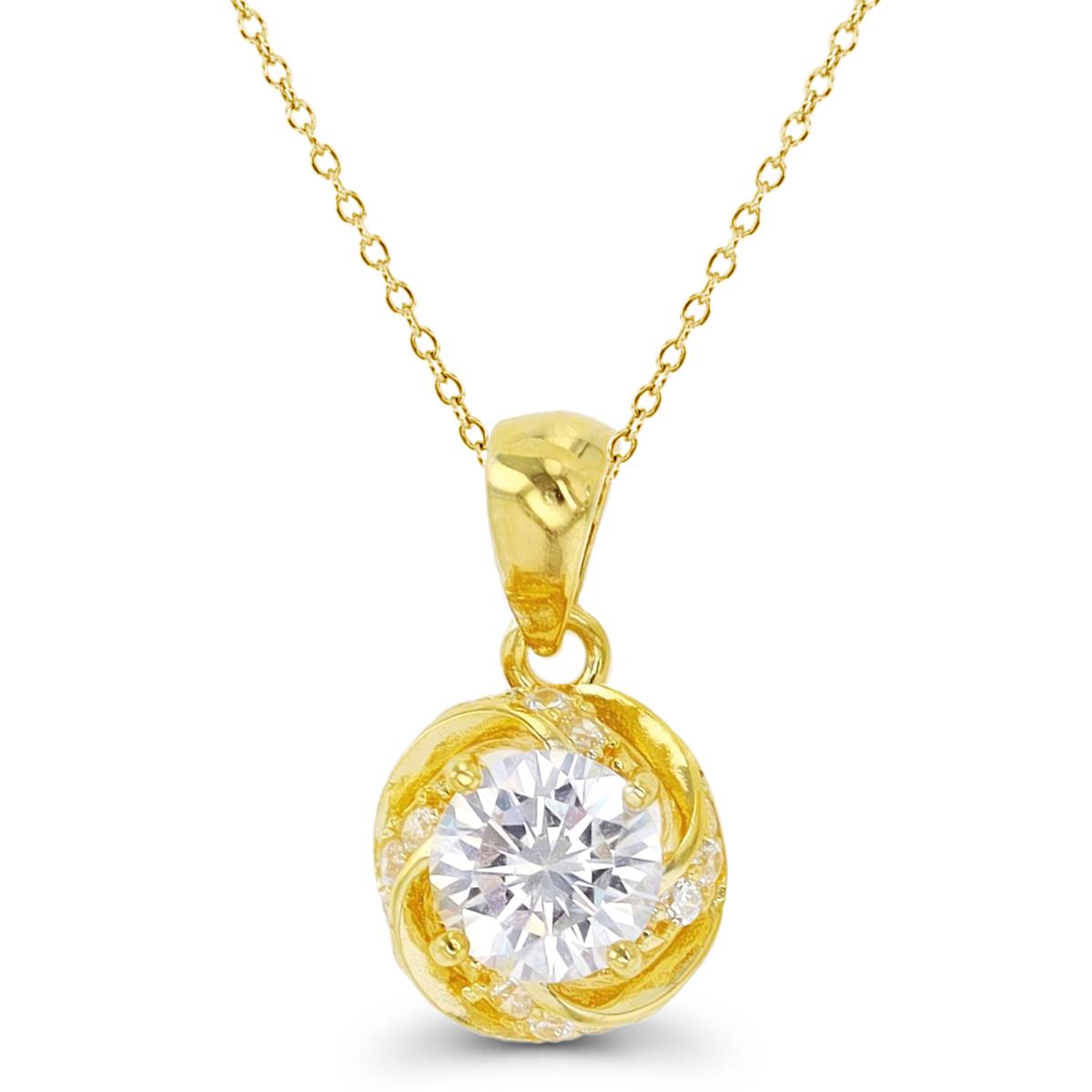 Sterling Silver 1-Micron Yellow CZ & Twisted Detail 18 Necklace