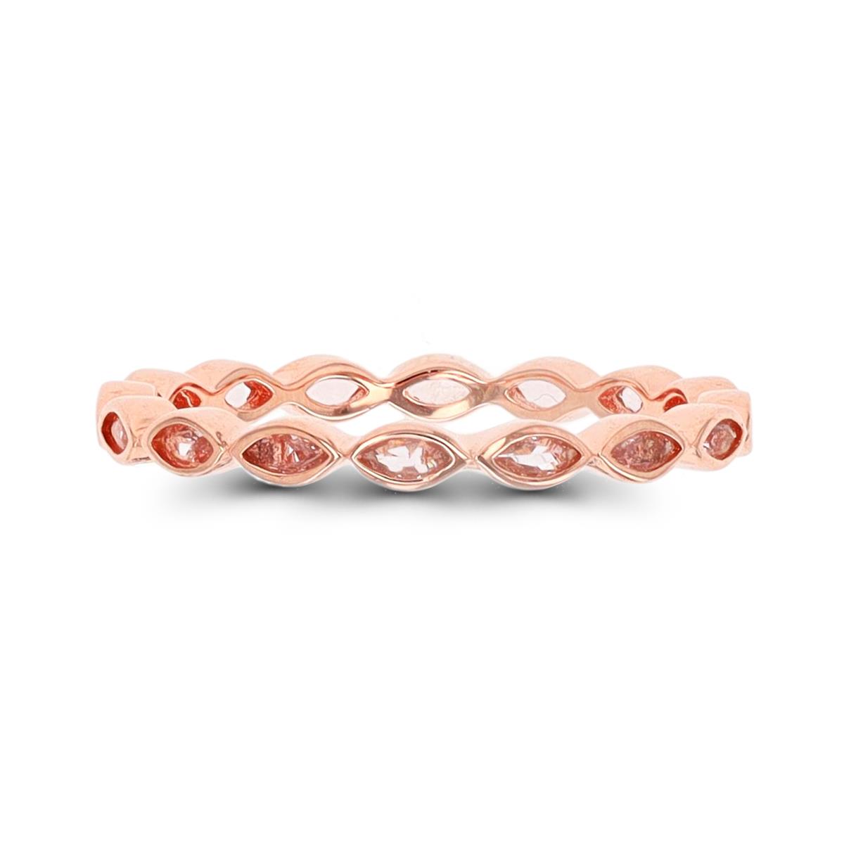 Sterling Silver 1-Micron Rose Marquise Morganite Eternity Ring